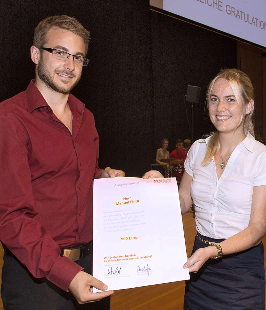 Manuel Findl machte als 'Staatl. gepr. Techniker – Maschinenbautechnik' den besten Abschluss 2015